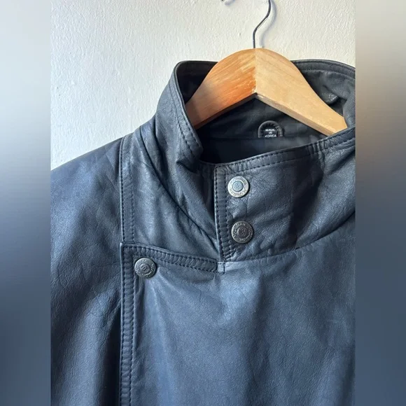 Black Leather Vintage Men's Moto Zip Jacket - Picture 3 of 15